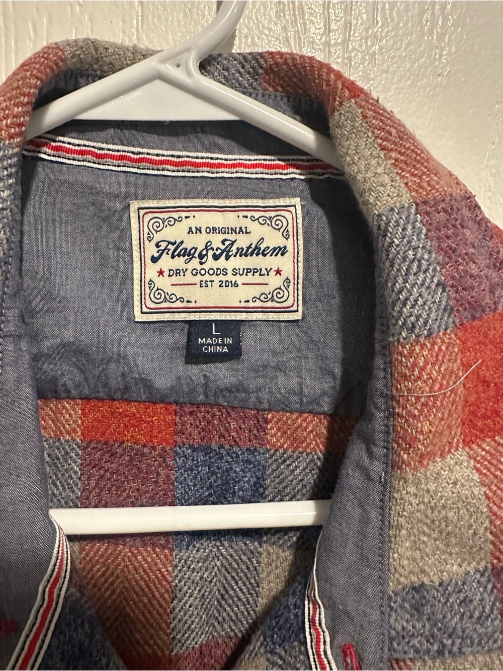 Flag & Anthem Men's Red Navy and Gray Plaid Button-Down Shirt - Picture 3 of 4